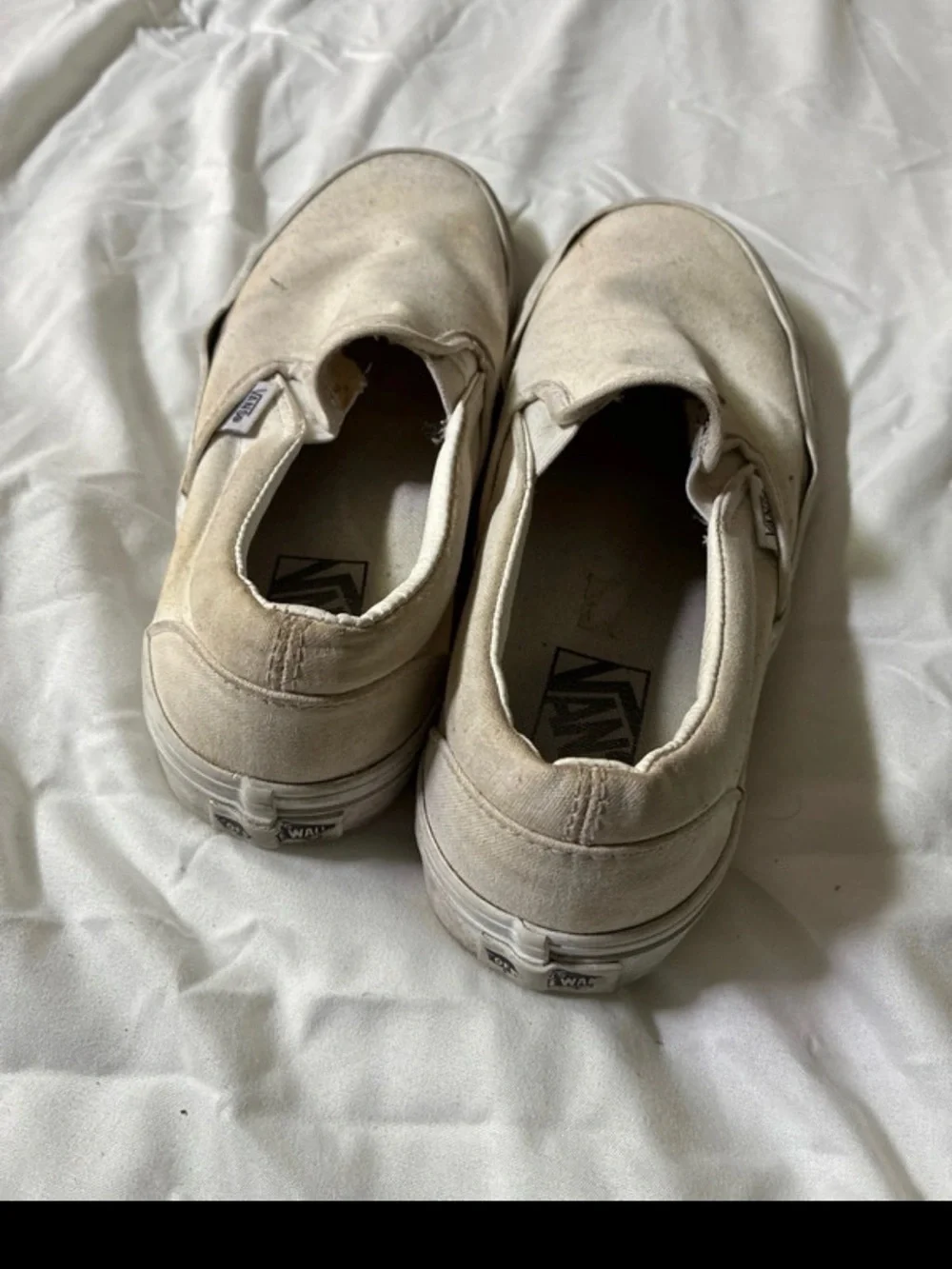 Vans Kids Slip-On Canvas Shoes in Cream